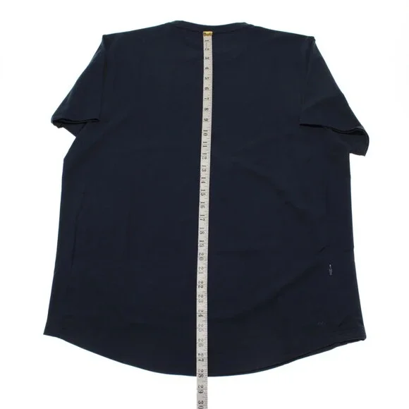 Orchard & Broome NWT Essex Short Sleeve Zip T-Shirt Size L in Blue Cotton Blend